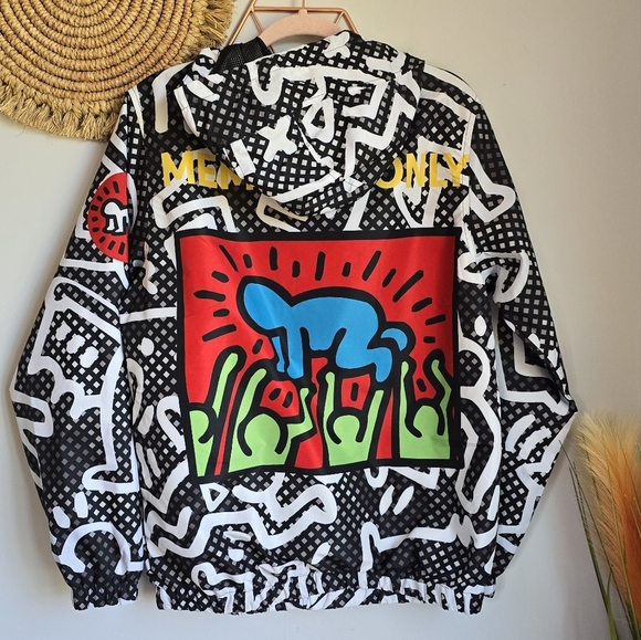 Members Only x K. Haring, New, Full Zip Windbreaker Jacket, Men's Size Small - Picture 7 of 11